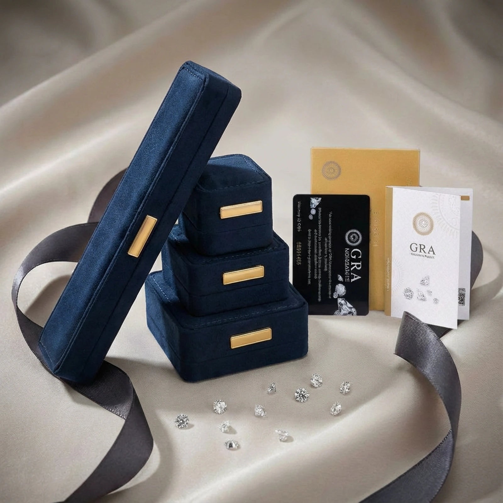 Diamond-shaped sterling silver stud earrings with rainbow moissanite centers surrounded by crystal halos