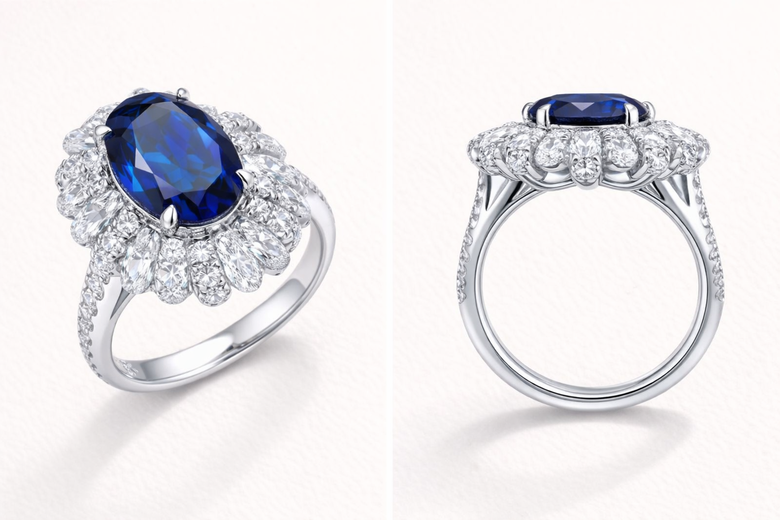 Midnight Heiress 5ct Sapphire Halo Ring