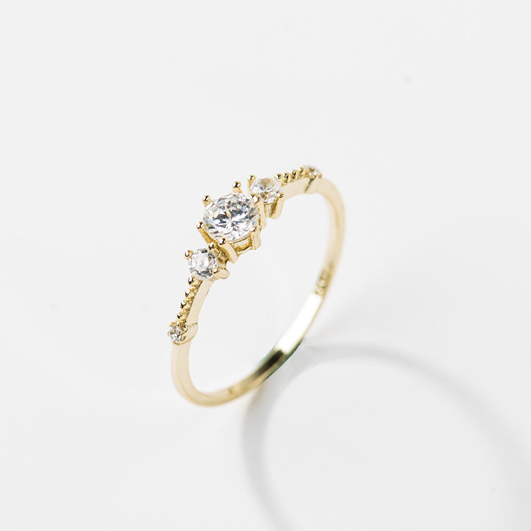 Exquisite And Small 5 Zirconium Diamond Luxury Six Claw Zirconium Diamond Ring